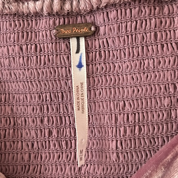 Free People • NWOT Mauve Bridgette Velvet Puff Sleeve Corset Style Top Size Med - Picture 5 of 17